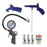 Kit Calibrador Inflador Pneu Bico Passar Ar Engate Rápido