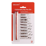 Kit Caligrafia Cabo E Penas Sinoart 10 Pecas Sft0239