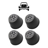 Kit Calota Centro Roda Fusca Preto Detalhes Em Cromo Vw