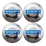 Kit Calota Emblema Roda Volvo C30 Xc60 90 S40 60 Cinza azul
