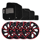 Kit Calota Esport Ds4 15 Vermelha Tapete Bordado Fiat Stilo