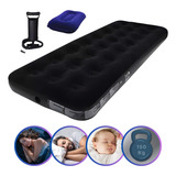 Kit Cama Ar Inflável Black Solteiro Bomba Travesseiro Belfix