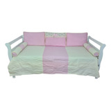Kit Cama Babá Bicama 6 Peças Quarto Bebê Laço Pérola Rosa