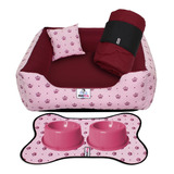 Kit Cama Caminha Pet 4 Peças Cachorro Tamanho M 60x60