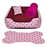 Kit Cama Casinha Caminha Pet Para Cachorro Lavável Pet Média Cor Coroa Rosa Winky Pet Premium