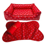 Kit Cama Pet Impermeável P Com Manta Soft E Tapete Comedouro