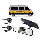 Kit Câmera Frontal Ré Van Escolar Retrovisor Monitor Lcd