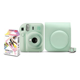 Kit Câmera Fujifilm Instax Mini 12 Verde Menta Bolsa E Filme