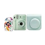 Kit Câmera Instax Mini 12 Com Pack 10 Fotos Spray Art E Bolsa Verde Menta