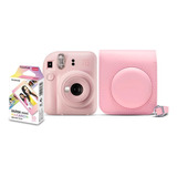 Kit Câmera Instax Mini 12 Rosa C/ Pack 10 Fotos E Bolsa Rosa