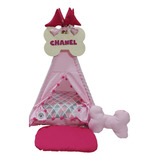 Kit Caminha Cabana Toca Pet Tenda Cães Gatos Tamanho Pp Rosa