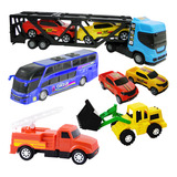 Kit Caminhão Carreta Cegonha Ônibus Bombeiro Trator Infantil
