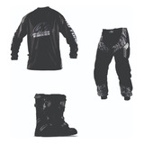 Kit Camisa Calça Bota Combat Motocross Infantil Pro Tork