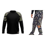 Kit Camisa Calça De Pesca Camuflada Com Proteção Uv50 