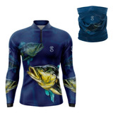 Kit Camisa Camiseta De Pesca Proteção Uv50 Sk 74 bandana