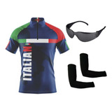 Kit Camisa Ciclismo C Proteção Uv Óculos Manguitos