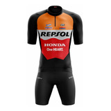 Kit Camisa Conjunto Repsol E Bermuda Roupa Para Ciclismo