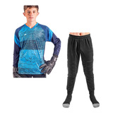 Kit Camisa Goleiro Manga Longa Infantil+calça Futebol Salão