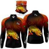 Kit Camiseta Blusa+ Pesca + Bandana Com Uv50 Dourado Do Rio