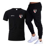 Kit Camiseta Calça Moletom São Paulo Spfc Soberano Tricolor