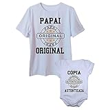 Kit Camiseta E Body De Bebê Tal Pai Tal Filho Papai Plus Size  Adulto G2   Body M  Branco 