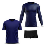 Kit Camiseta Manga Longa Curta sunga Infantil Praia Piscina