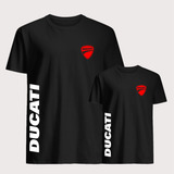 Kit Camiseta Pai Filho Filha Grau Moto Ducati Lateral Marcha