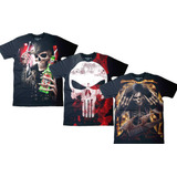 Kit Camisetas Camisas Skull Caveira Rock