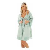 Kit Camisola Amamentação Robe Maternidade Gestante Pós Parto