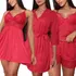Kit Camisola Sexy Feminina + Baby Doll Luxo + Robe Com Renda