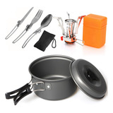 Kit Camping Panelinha 2 Peças Mini Fogareiro Talher