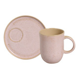 Kit Canecas Coup Stoneware Com Pires Litchi 330ml Rosa Claro Porto Brasil