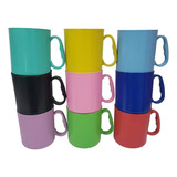 Kit Canecas Plástica C 10 Coloridas Escolar 450ml