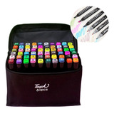 Kit Caneta Colorida Marcador Permanente Ponta Dupla 60 Cores