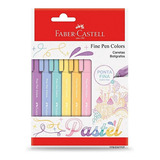 Kit Caneta Fine Pen Pastel Faber Castell Com 6 Cores Pastel Cor Da Tinta Colorido Cor Do Exterior Colorida