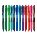 Kit Caneta Gel Energel X Retrátil 0 7mm C 12 Cores Pentel