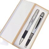 Kit Caneta Lapiseira Luxo Em Metal No Estojo Box Madeira