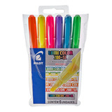 Kit Caneta Marca Texto Pilot Lumini Color 200 sl Cores Neon