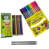 Kit Canetinha Perfumada E Lápis De Cor 12 Pintura Infantil