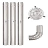 Kit Cano Chaminé Inox 3un 115mm Curva Chapéu Fixo
