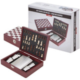 Kit Cantil Bolso Aço Inox 4 Copos 1 Funil Maleta Jogo Xadrez