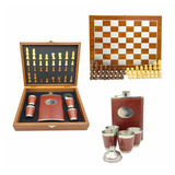 Kit Cantil De Bolso Copos Jogo De Xadrez Tabuleiro Maleta