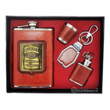 Kit Cantil Frasco Porta Bebidas Chaveiro Copo Shot Whisky Cor Vermelho