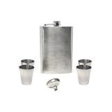 Kit Cantil Porta Bebida De Bolso Inox 224ml Com 4 Copos E Funil Presente Sofisticado Para Amigos E Clientes Brucaro Prime