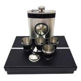 Kit Cantil Porta Bebidas Mini Funil 4 Copo Shot Aço Inox