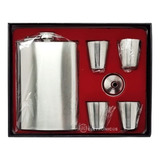 Kit Cantil Porta Bebidas Mini Funil Com 4 Copo Shot Inox