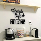Kit Cantinho Do Café Com 4 Peças Decoração Cozinha Mdf 3mm