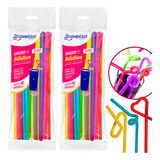 Kit Canudo Decorativo Artístico Flexível 80 Un Enfeite Drink