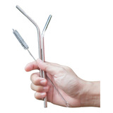 Kit Canudos Eco Care De Aço Inox Metal Com Escova E Ecobag