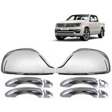 Kit Capa 2 Retrovisor 4 Maçaneta Cromada Amarok 2010 A 2019